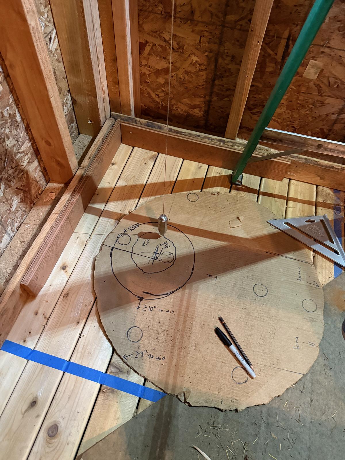 Stove template on floor