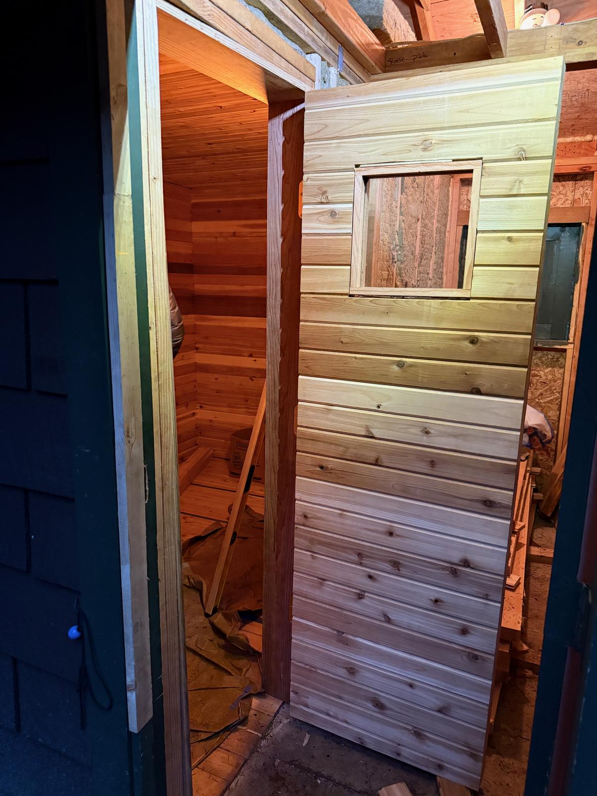 Door frame being installed